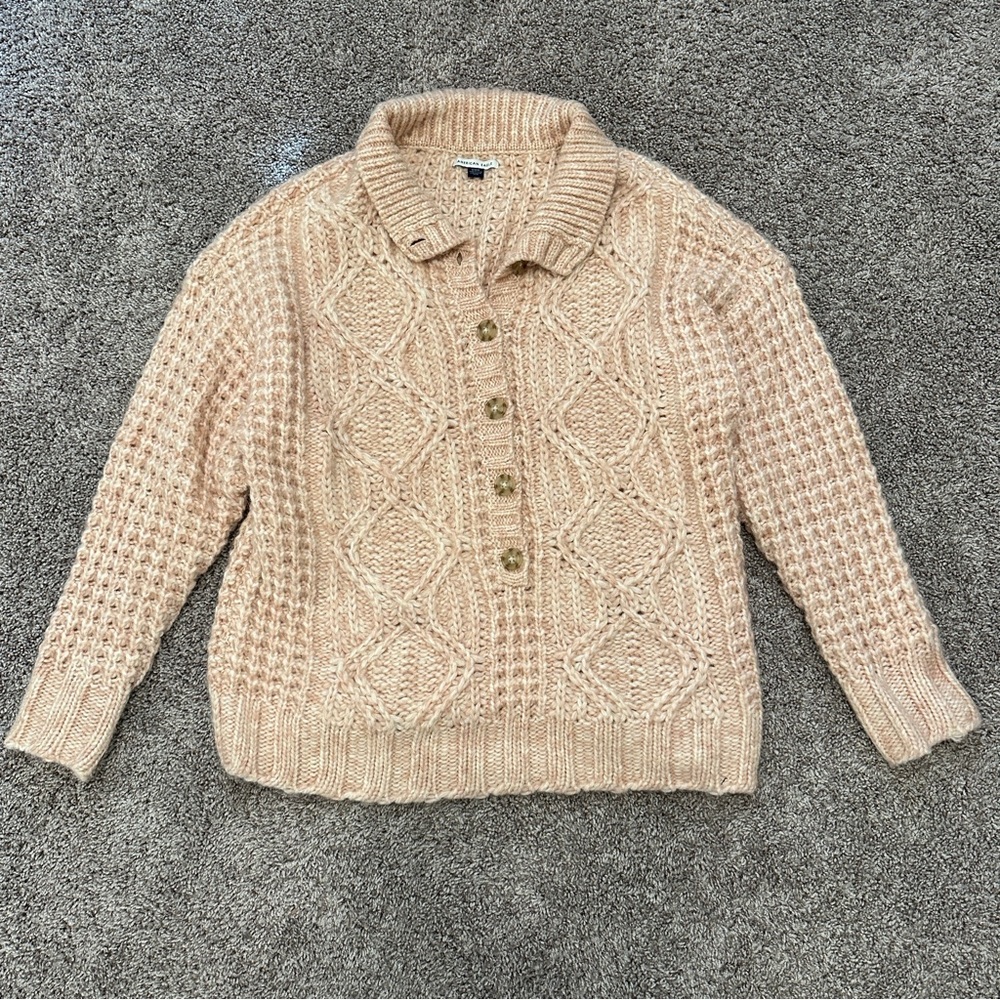 NWOT American Eagle Outfitters Cream Cable Knit Cardigan
